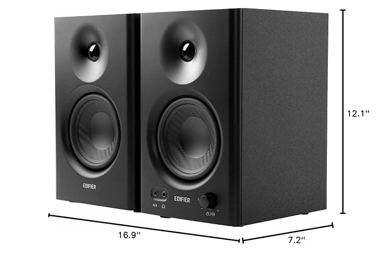 Edifier MR4 Powered Studio Monitor Speakers, 4" Active Near-Field Reference Speaker - Black (Pair) thumbnail 7