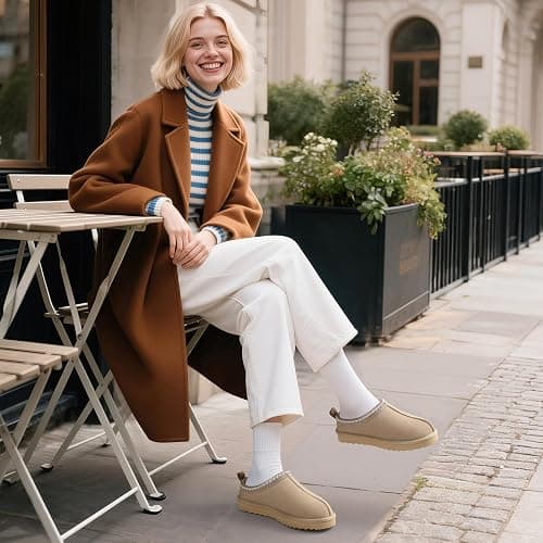 bebealy Genuine Suede Fuzzy Slippers for Women Winter Warm House Shoes Cozy Mini Boots for Indoor Outdoor thumbnail 2