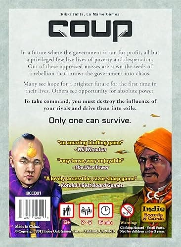 Coup - The Fast, Fun Bluffing Party Game for 2-6 Players. Perfect for Family Game Night with your Teens or Friends. Can you get away with your bluff? Over 1 Million copies sold! thumbnail 7