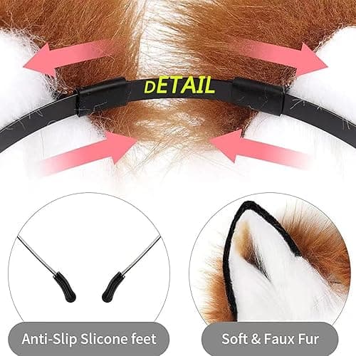 Valpeak Fox Ears and Tail Therian Tail Gear Wolf Ears for Kids Fluffy Therian Stuff Fox Costume for Girls Over 1 Years Old thumbnail 5
