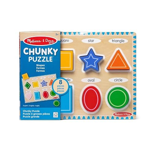 Melissa & Doug Shapes Wooden Chunky Puzzle (8 pcs) Color Matching Shape Sorter Toys for Toddlers Ages 2+ - FSC Certified thumbnail 3