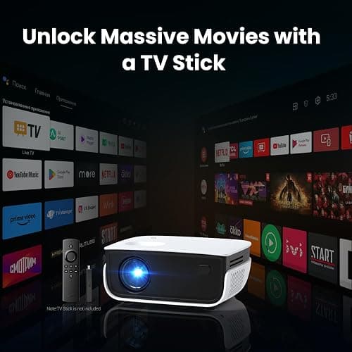 Mini Projector, NICPOW Upgrade Portable Outdoor Movie Projector, 1080P and 200" Supported Small Projector Compatible with TV Stick, Phone, PS5, HDMI, USB for Home, Bedroom, Gaming, Outdoor Use thumbnail 6