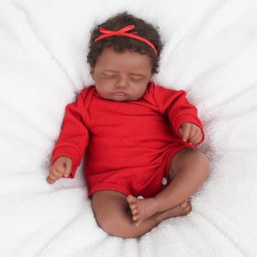 CHAREX Realistic 18 Inch Reborn Baby Doll - African American Sleeping Newborn Handcrafted Lifelike Black Skin Perfect for Kids Aged 3 and Up with Accessories thumbnail 3