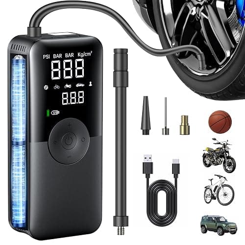 Tire Inflator Portable Air Compressor - Faster Inflation 150PSI & 20000mAh Cordless Portable Air Pump, Accurate Pressure LCD Display & Emergency Light for Car Tires, Motorcycle Tires & Bikes, Balls - Image 1