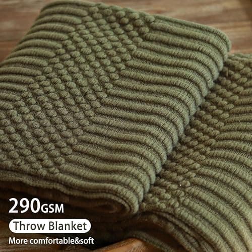 Blagic Knitted Throw Blanket for Couch, Bed and Sofa. Super Soft Blanket with Tassels, Dark Green Throw Blanket, 50 x 60 Inches Lightweight & Cosy Home Decor thumbnail 5
