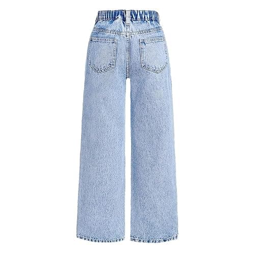 Baggy Jeans for Girls Trendy High Waisted Ripped Distressed Wide Leg Denim Pants Summer Trousers Y2K Streetwear 6-14Years thumbnail 2