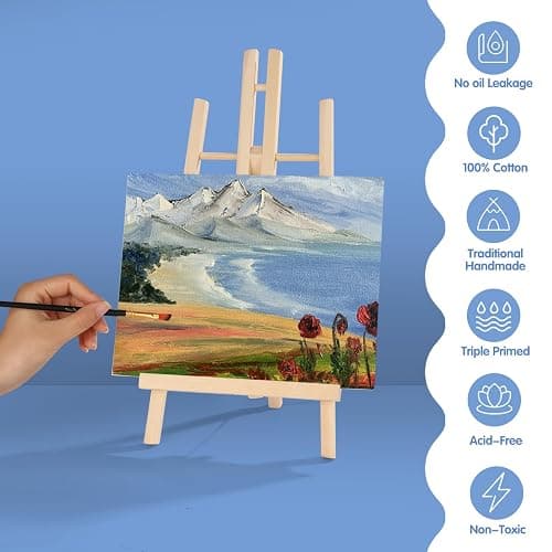 ESRICH Canvas Boards for Painting, 5 Pack Canvases for Painting 8x10 Cotton Primed Acid Free Blank Canvas Panels for Oil Paint, Watercolor, Acrylic Paint, Gouache and Tempera. thumbnail 4