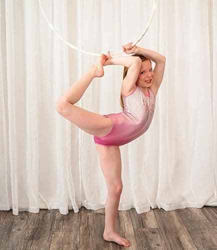 Gogokids Girls' Three-Piece Gymnastics Set, Sleeveless Leotards with Shorts and Hairband, Sparkling Ballet Dancing Unitards - Gymnastics Outfit with Gradient Color Design for 3-12 Years thumbnail 9