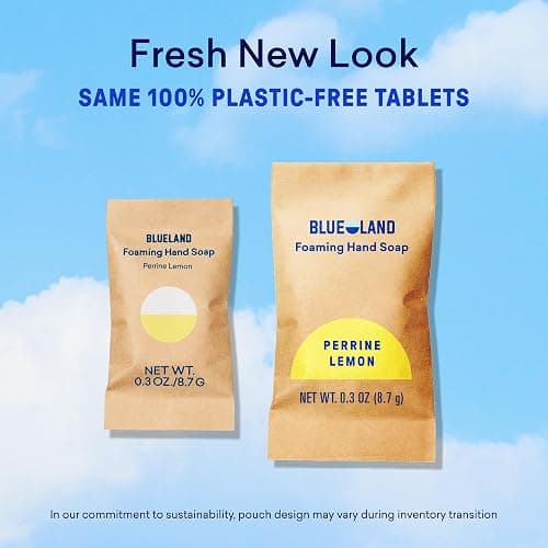 BLUELAND Hand Soap Starter Set, 1 Refillable Glass Foaming Hand Soap Dispenser with 4 Refill Tablets, Variety Scents, 4 x 9 Fl oz thumbnail 9