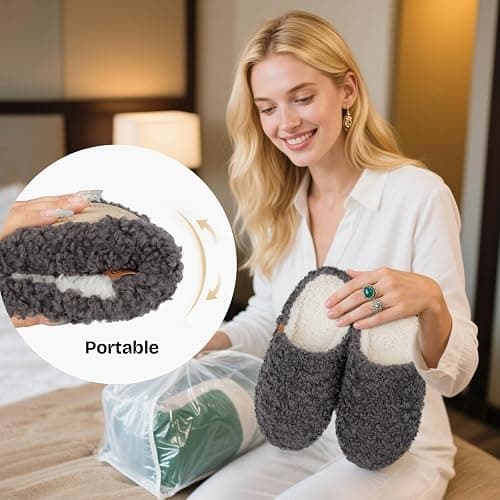EverFoams Women's Fuzzy Slip-on Slippers Soft Comfy Memory Foam Indoor House Shoes thumbnail 8
