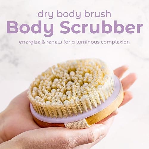 MainBasics Dry Brushing Body Brush for Lymphatic Drainage, Dry Skin, Cellulite, Blood Circulation with Exfoliating Natural Bristles and Massage Nodes for Flawless Skin thumbnail 3