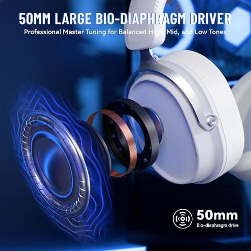 ATTACK SHARK L30PRO Wireless Gaming Headset, 7.1 Surround Sound 50mm Bio-Treiber, 3-Modus 2.4G/BT 5.3/Kabelgebundene Kopfhörer mit Abnehmbarem Mikrofon für PC/PS/Xbox/Switch, 84H Spielzeit-Weiß thumbnail 4