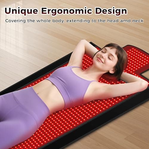 Body Red Light Therapy Mat, Eligible Red Light Therapy Blanket, 2in1 LEDs(660nm& 850nm), Premium Leather, Adjustable Timer & Intensity 195x60cm 1370 LEDs thumbnail 6