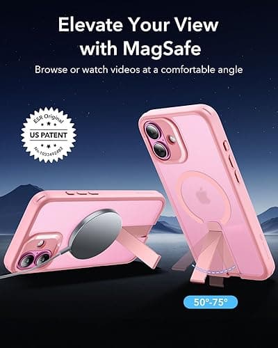 ESR for iPhone 16 Case with Kickstand, Compatible with MagSafe, Magnetic Military-Grade Shockproof Fully Adjustable Flickstand Phone Case, Boost Series, Frosted Pink thumbnail 3