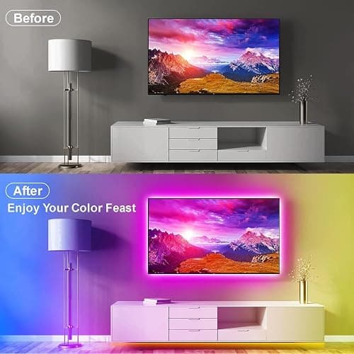 PSTAR LED Lights for TV,6.56ft Music Sync RGB Backlight with Remote & App Control, USB Powered for 32-40 Inch TVs, Gaming Monitors, PC, Bedroom thumbnail 4
