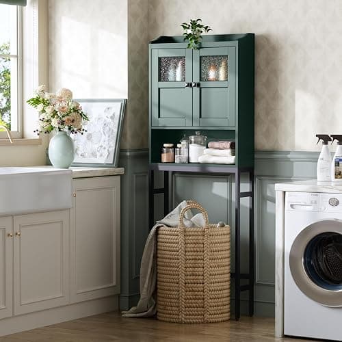 MXARLTR Over The Toilet Storage, Bathroom Over The Toilet Organizer, Above Toilet Storage with Double Doors and Soft Hinges Over Toilet Storage Shelf Over The Toilet Storage Cabinet (Forest Green) thumbnail 4