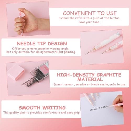 TIESOME Cute Mechanical Pencil Set Include 4 Pcs 0.5mm Kawaii Mechanical and 100 Pcs Replacement Pencil Refills, Kawaii Stationary Cute School Supplies Pencils for Writing Drawing Sketching Drafting thumbnail 4