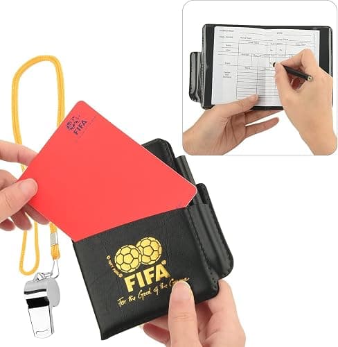 Cosmos Soccer Referee Card Set Red Card Yellow Card Wallet Set with Metal Referee Whistle & Score Sheets, Soccer Referee Accessories Kit for Soccer Football Match Sports Game, Random Rope Color. thumbnail 7