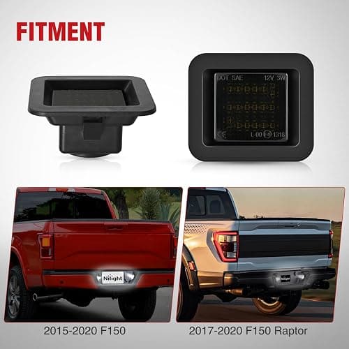 Nilight License Plate Lights Compatible with 2015 2016 2017 2018 2019 2020 Ford F150 Raptor Smoke Lens Black Housing 6000K White 2PCS Pack thumbnail 6