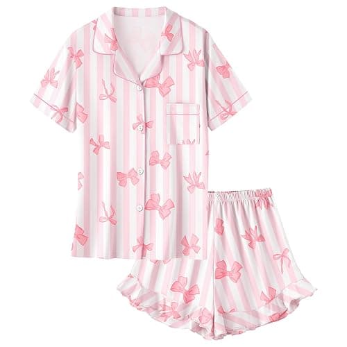 Umeyda Girls Pajamas Set Ruffle Soft Button-Down Sleepwea Nightwear 2Pjs Set Loungewear,5-14 Years - Image 1