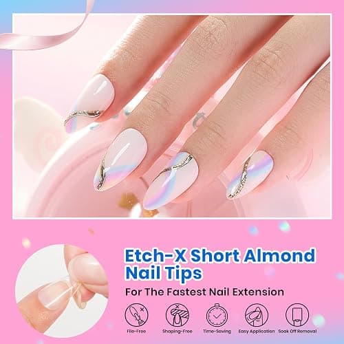 Beetles Short Almond Nail Tips: 12 Sizes 288 PCS Half Matte Full Cover Gel Tips Clear Acrylic Gel Nail Tips Almond Shape for DIY Extension thumbnail 3