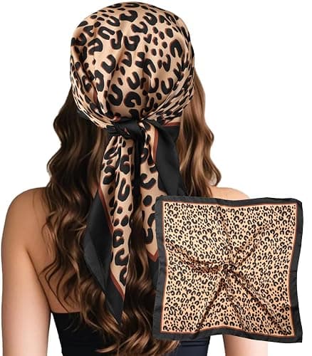 Sumolux Head Hair Scarf for Women Like Satin Silk Scarf Bandana Hair Wrapping Night Large Square Scarves 27.5" - Image 1