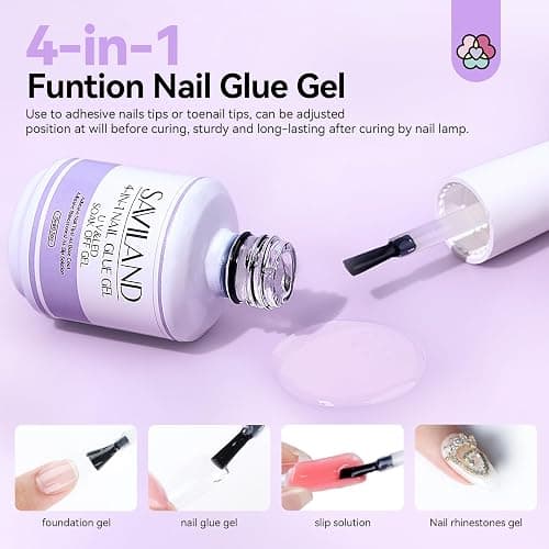 SAVILAND Gel Nail X Kit Short Square - Nail Drill Kit 500 PCS Natural False Nail Tips For Press On U V Nail Glue with Lamp Manicure Tools for Nail Extension Nail Art For Women At Home Nail Kit DIY thumbnail 5