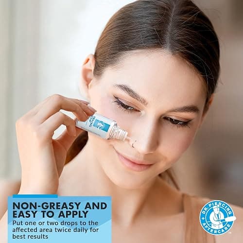 DR. PIERCING AFTERCARE Keloid Bump Solution Drops 15mL - Gentle Saline Formula with Provitamin B5 for Bump Care - Nose Ear Belly Lip Aftercare Cleaner (15 mL, 2-Pack) thumbnail 6
