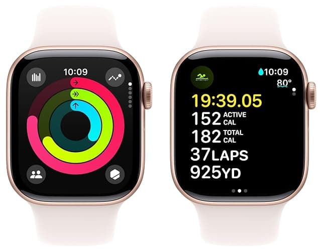 Apple Watch Series 10 [GPS, 42mm] - Rose Gold Aluminum Case with Light Blush Sport Band, S/M (Renewed) thumbnail 3