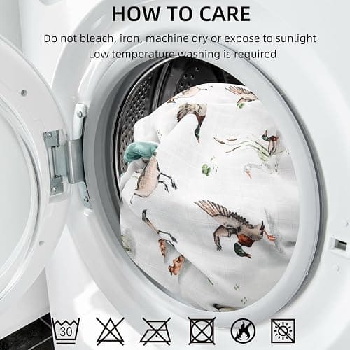 LifeTree Baby Blankets for Newborn, Soft & Lightweight Swaddle Blankets, Muslin Front and Dotted Fleece Backing Receiving Bed Blanket, 31X40 Inches, Baby Girl & Boy Blanket, Duck and Green thumbnail 5