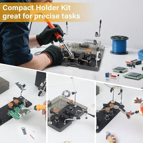 Magnetic Helping Hands Clamp Metal, Adjustable Third Hand Soldering Holder Stand For Small Electronics, Hobby DIY, Craft, PCB Repair, Precise Work, Exclusive Dual-Head Ultra-Grip (Yellowblack, long) thumbnail 5