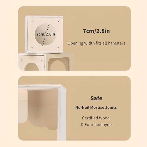 Marchul Magnetic Hamster Hideout Wooden House Chamber for Small Animals Pets Tunnel Exploring Toys for Dwarf Hamsters, Syrian, Gerbils, Hedgehogs, Rats, Mice (Living Room) thumbnail 6