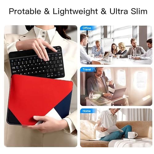 Ultra-Slim Wireless Bluetooth Keyboard for iPad,Tablets & Phones, Portable | Universal Rechargeable Keyboard for iPad 11th/10th/Pro/Air/Mini, Galaxy Tablet, iOS, Android, Windows Devices thumbnail 6