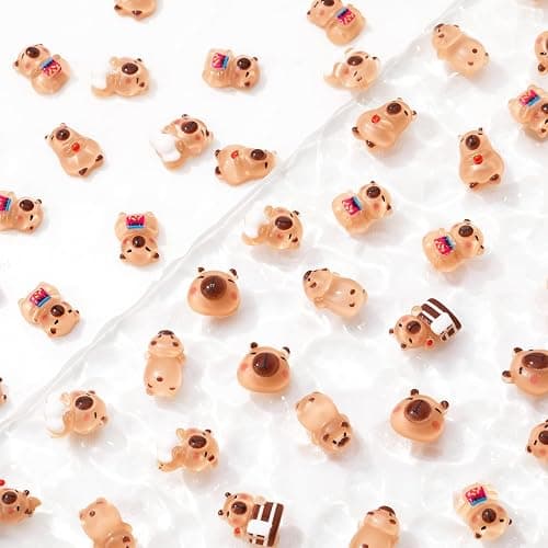 GGSTDDUP 200 Pcs Mini Resin Capybara Random Tiny Capybara Figurines | Miniature Animal Figurines for DIY Cake Decoration Ornaments Crafts Moss Landscape thumbnail 7