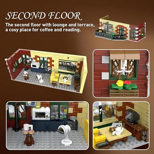 INSOON Coffee House Building Set with Light, 1589 PCS City Cafe Shop Building Block Toy with Stage Street Lights, Architecture Construction Model for Adults Teens Kids Ages 10 11 12+ Boys Girls thumbnail 4