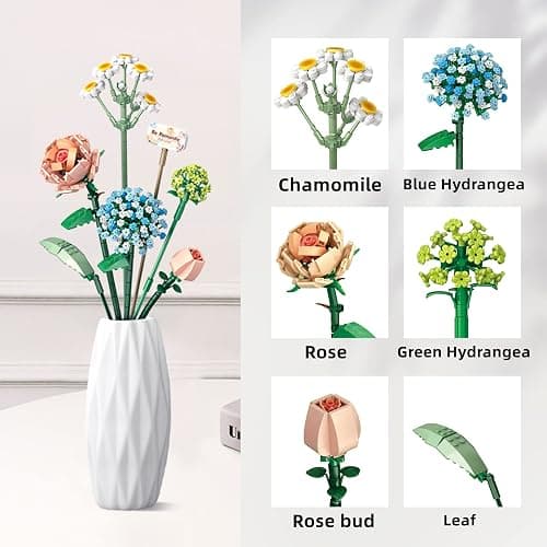 ZIYOSTAR Mini Bricks Flower Bouquet Building Sets, Artificial Flowers, DIY Unique Decoration Home, 680 Pieces Botanical Collection for Ages 6-12 Year Old Girl for Gift… - Starry sky thumbnail 4