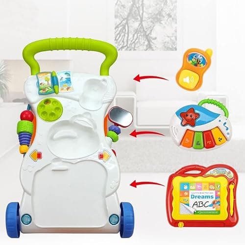 Queiting Baby Walker First Steps 2in1 Activity Musical Toys Car Along Ride Children's Music Walker Baby Toddler Stroller Used for Baby Steps thumbnail 6
