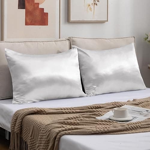 Imperial Rooms Satin White Pillow Cases 2 Pack – Soft as Silk Pillowcases for Hair and Skin Care, Gifts for Women – Standard Size Pillow Covers with Envelope Closure (50x75 cm) thumbnail 2