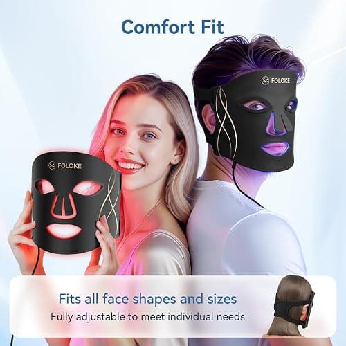 FOLOKE LED Light Therapy Mask Skin Care Mask, LED Red 630±5nm & NIR 830nm Wavelength for Home Use thumbnail 8