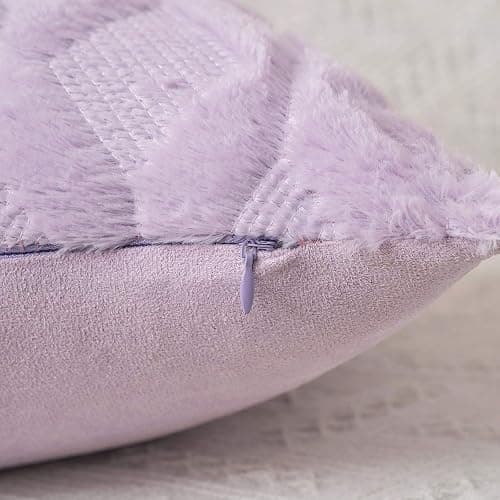 MIULEE Pack of 2 Embroidered Faux Wool Throw Pillow Covers Decorative Pillowcase Cushion Case for Couch Sofa Bedroom Car 20x20 Inch, Light Purple thumbnail 8