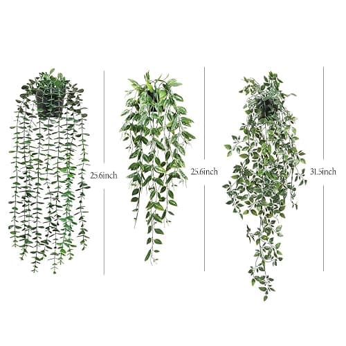 TOTOGA Artificial Hanging Plants 3 Pack Fake Potted Plants for Wall Home Room Office Indoor Decor - 3 thumbnail 3