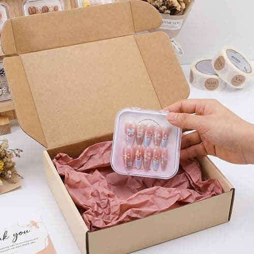 PAGOW 5pcs Clear Press on Nail Packaging Box, Nail Storage Boxes With Adhesive Double Sided Tape, Plastic Cases Containers for Fake Nails Business Display Organization thumbnail 7
