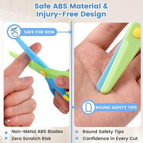 LovesTown 4PCS Toddler Safety Scissors, Blunt Tip Scissor, Anti-Pinch | Preschool Training Art Supplies for Kids, Child Hand Eye Coordination Development, Playdough Tools Crafts Essentials thumbnail 4