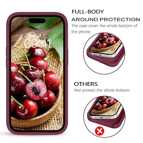 GUAGUA Case for iPhone 14 6.1-inch Liquid Silicone Soft Gel Rubber Slim Thin Microfiber Lining Cushion Texture Cover Shockproof Protective Cases for iPhone 14 2022 Burgundy thumbnail 8