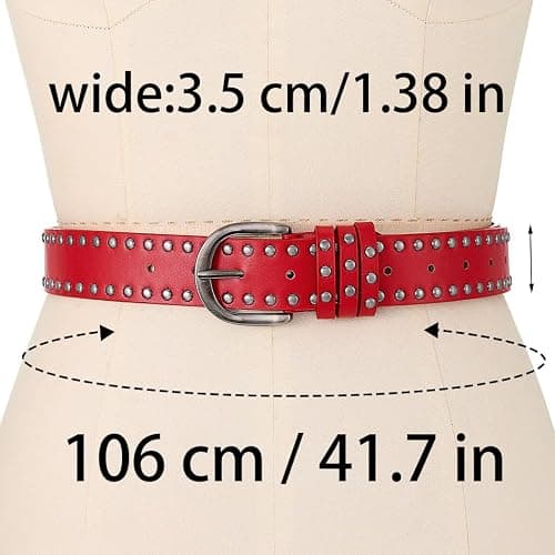 BODIY Rivet Leather Belt Black Vintage Waist Belts Y2K Wide Belts Western Studded Belt for Women thumbnail 4