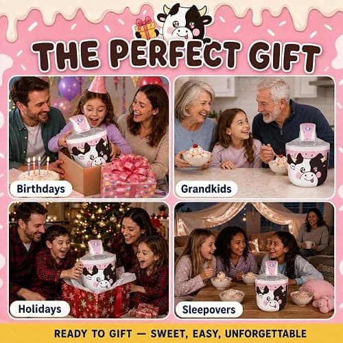 Cow Electric Ice Cream Maker Machine for Kids – Countertop Soft Serve | A fun kids ice cream maker machine for homemade soft serve, sorbet, gelato & frozen yogurt. 1.2 qt small easy to use & clean thumbnail 6