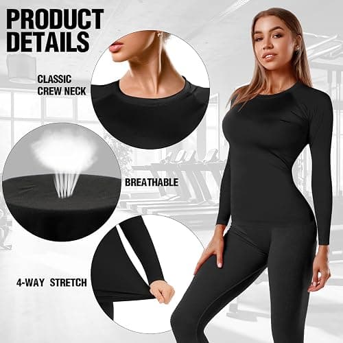 Coume 4 Pack Women's Compression Long Sleeve Shirts Crew Neck Workout Tops Quick Dry Gym Running Athletic Sports Underscrubs thumbnail 6
