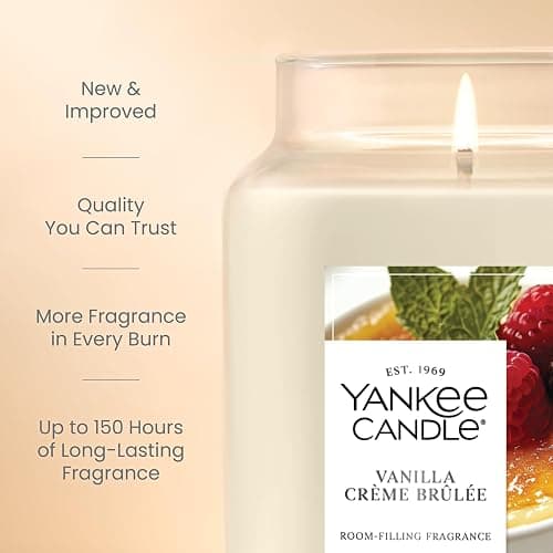 Yankee Candle Vanilla Crème Brûlée, Holiday Scented Candle, 22oz Large Jar with up to 150 Hour Burn Time, Giftable thumbnail 4