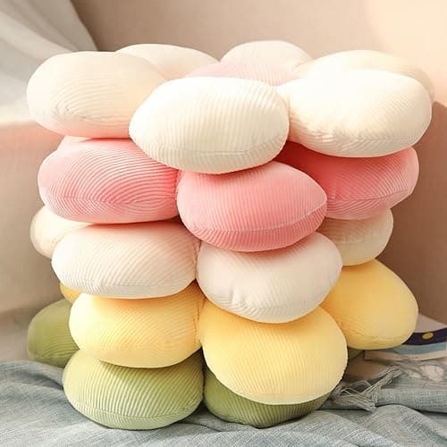 FSRONGXI Daisy Flower Pillow, Decorative White Throw Pillows, Cute Floor Cushions, Aesthetic Preppy Room Decor Cushion for Bed, Sofa, Chair 38cm (White & yellow) thumbnail 7