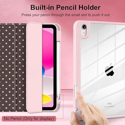 TWOLSKOO for iPad 11th & 10th Gen Case with Pencil Holder, Trifold Stand, Auto Sleep/Wake, Clear Acrylic Back with TPU Bumper, for iPad 11-inch (2025, A16 Chip) & 10.9-inch (2022), Chocolate Polka Dot thumbnail 5